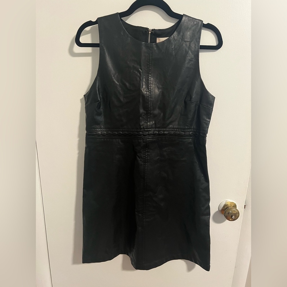 Altard State Black Vegan Faux Leather Kepler Midi Dress Size M